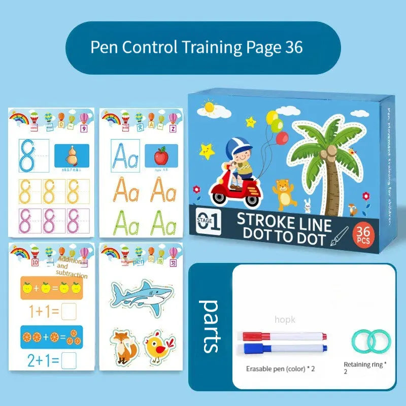 Magical Tracing Workbook Set Reusable Magic Practice Copybook for Kids with Drawing Pens and Eraser Learning Books Writing