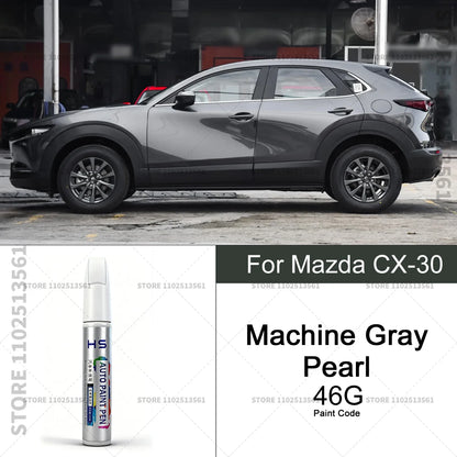 Car Paint Repair Pen Touch Up Scratch Remover DIY Auto Accessories For Mazda CX-30 Blue 42M White 34K Red 42V Grey 47C 46G