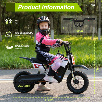 RCB KIDS Kids Electric Motorcycle R9X PRO 350W 36V Ride-On Toy, 3 Speed 25km/h, 16km Range, LED Light, Rechargeable, 6+, Max 80kg