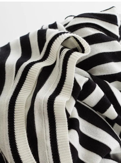 Classic Striped Long Sleeve T-Shirt Casual Versatile Knitted Pullover Top for Women 2026 Spring New Style