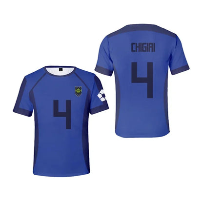Blue Lock Anime Japanese Isagi Yoichi Football Jersey T-shirt Cosplay Hyoma Chigiri Meguru Bachira Tee Original Children Clothes
