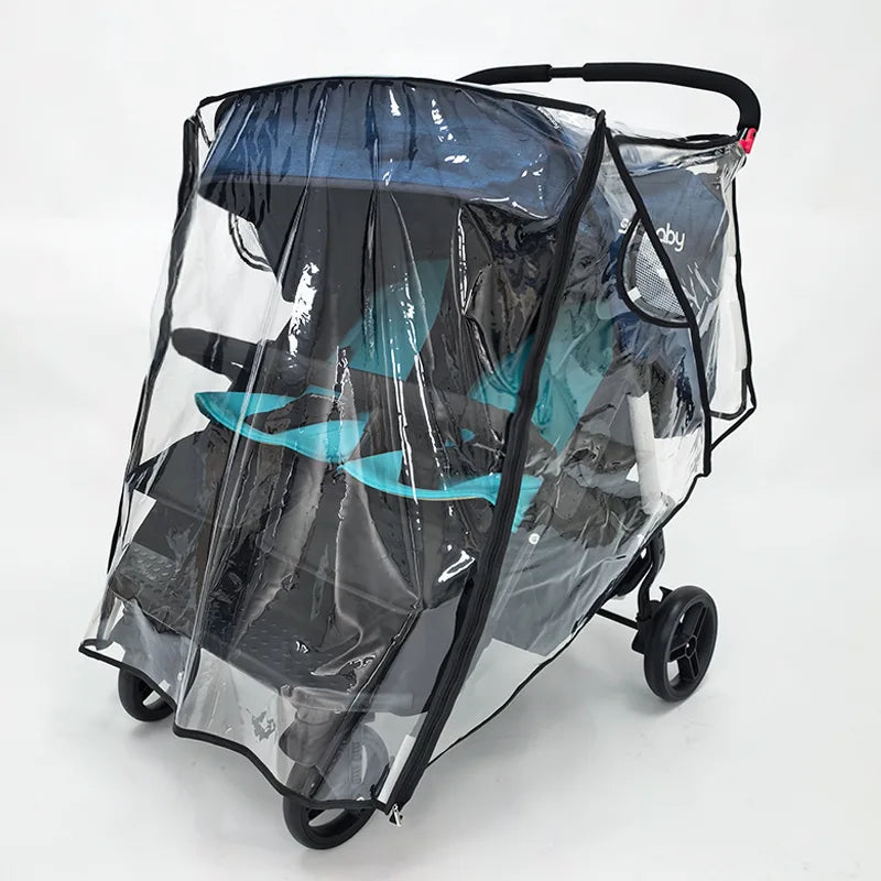 Twin Stroller Rain Cover Windshield Double Front Stroller Universal Rainproof Warm Cover Cart Raincoat Baby Stroller Accessories