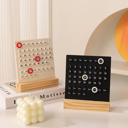 1pc Wood Perpetual Calendar Montessori Calendar Cute Desk Calendar Adjustable Week Month Date Display Calendar Home Office Desk