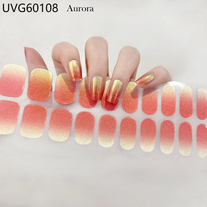 20/22Tips UV Semi cured Gel Nail Stickers Waterproof Long Lasting Full Gel Nail Wraps Press On Nail Decal DIY Manicure