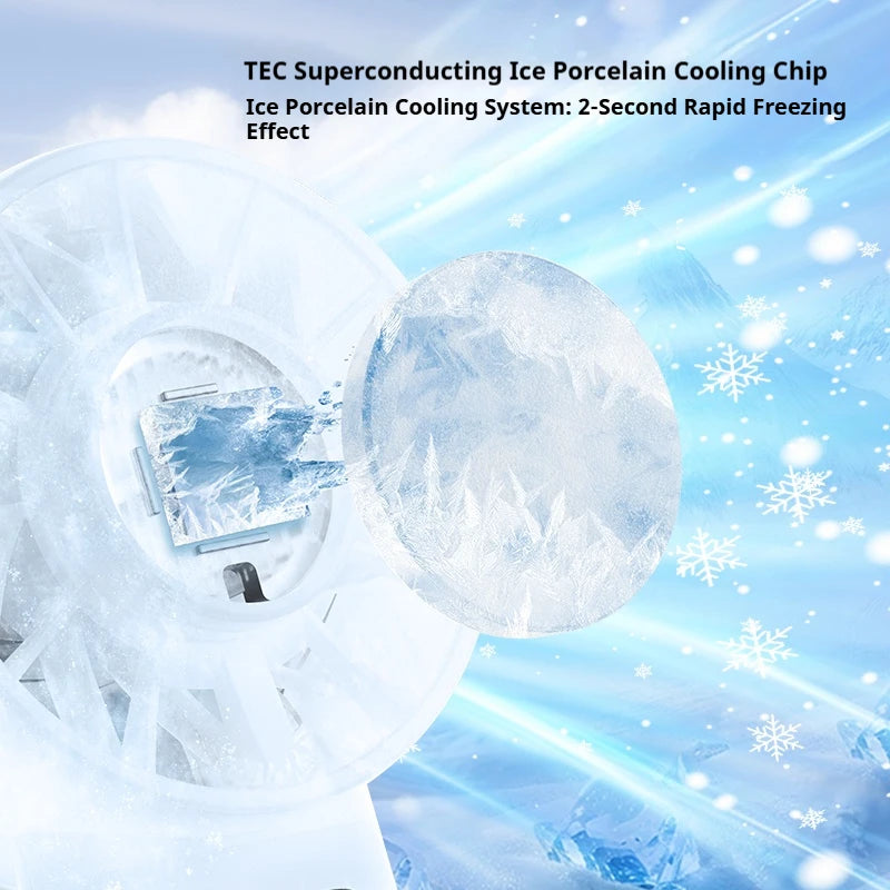 HOMEFISH Ice compress high-speed cooling fan handheld fans USB Rechargeable portable LED Digital Display Travel Camping Outdoor