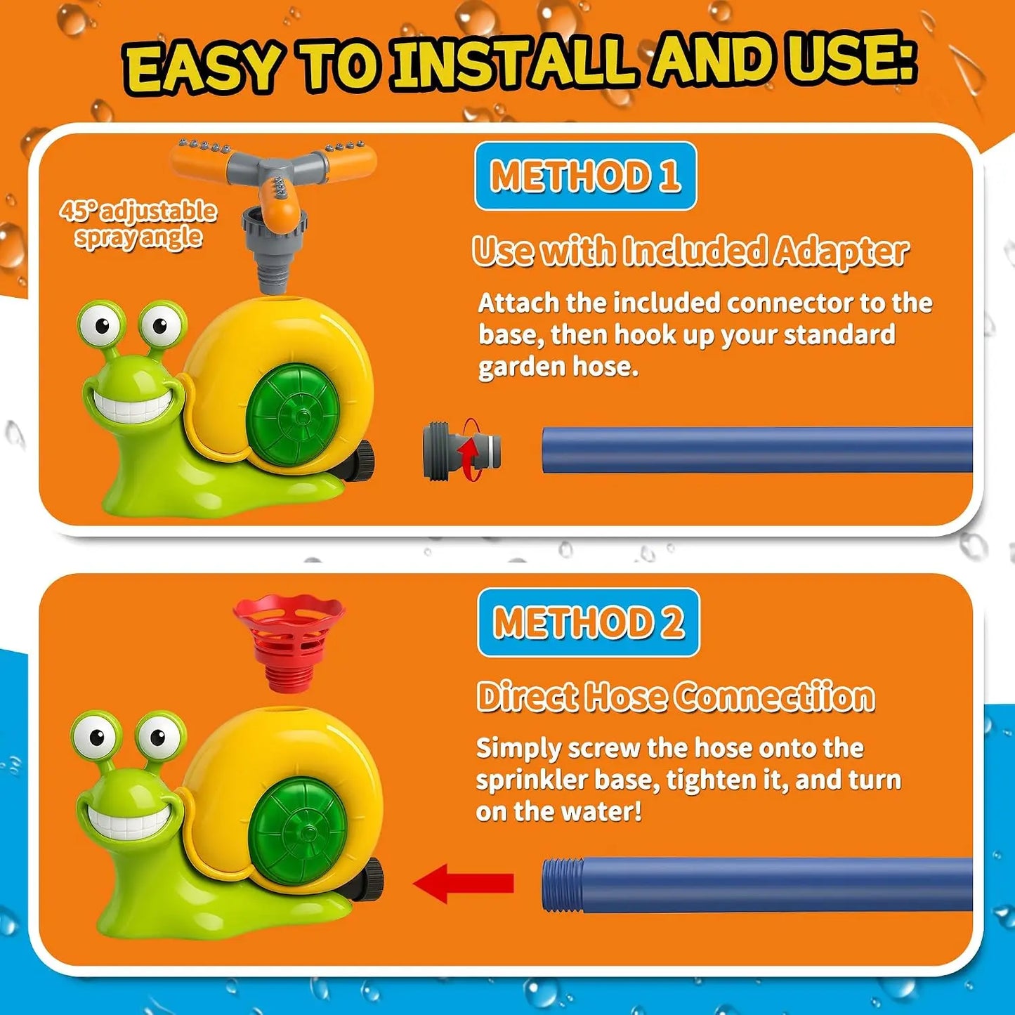 Water Spray Outdoor Toy Snail Sprinkler Backyard Garden Water Toys Summer Yard Cartoon Splash Sprinkler Baby Bath Toy for Kids