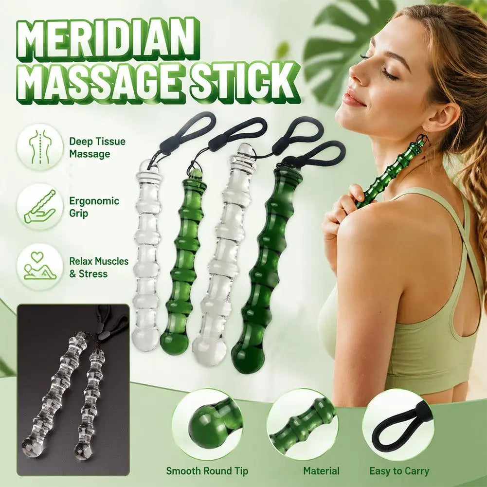 Massage Stick Smooth Thornless Meridian Acupoint Sticks Muscle Relaxation Suitable For Shoulders Neck Hips Jade Massager
