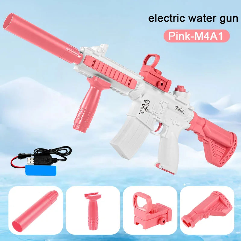 Electric Water Gun M416 Shooting Toy 280ML Shoot Beach Outdoor Fun Toy Children Boy Girl Adults Gift With Expanding Storage Tank
