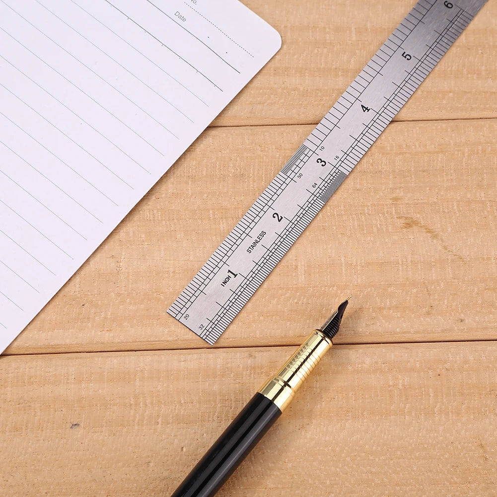 Metal Scale Stainless Steel Straight Ruler Measuring Stationery Drafting Accessories Hand Measuring Tool School Office Supplies