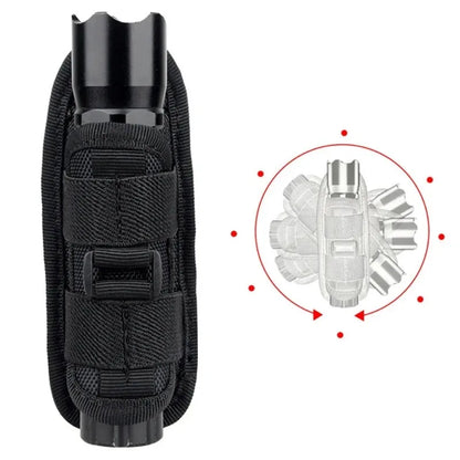 Tactical Hunting Molle Nylon Flashlight Pouch 360 Degrees Rotatable Outdoor Flashlight Cover Holster Torch Case Portable Torch
