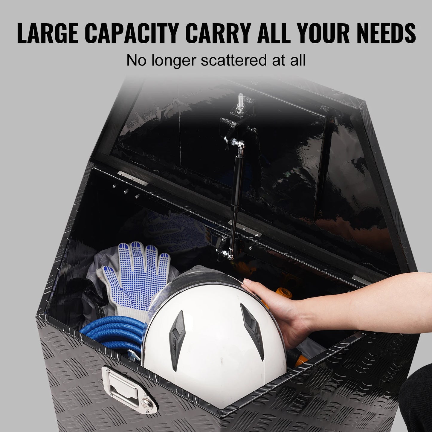 SucceBuy Trailer Tongue Box Aluminum Alloy Tongue Box Tool Chest Heavy Duty Trailer Box Utility Trailer Tongue Box for Pickup