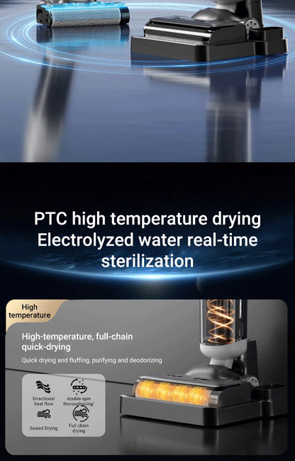 DIVEDEER 15000Pa Wireless Wet Dry Vacuum Cleaner Smart Cordless Mop Floor Cleaner Self-Cleaning Auto Suction Floor Washer