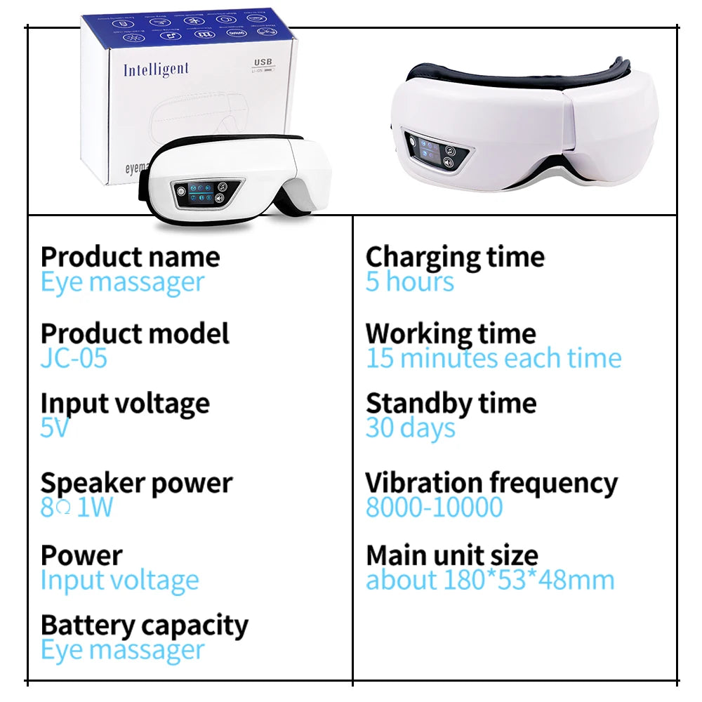 Smart Portable Vibration Eye Massager Airbag Compress Eye Care Tool Bluetooth Music Eye Massage Eye Relax Fatigue Sleepping Mask