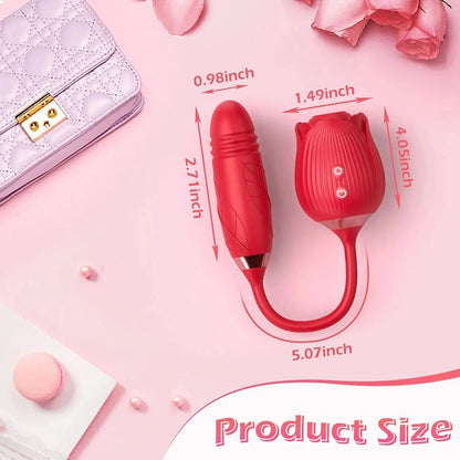 3in1 Thrusting Anal Vibrator Female Rose Sucking Clitoris Stimulator Dildo Licking Vagin Massager Masturbator Sex Toys for Women