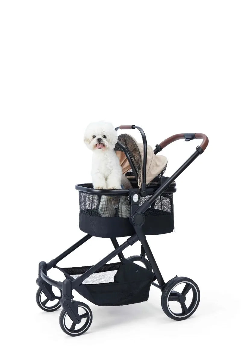 Portable pet stroller, dual-mode stroller that can carry both pets and babies at the same time, multifunctional and foldable,  pet carrier
