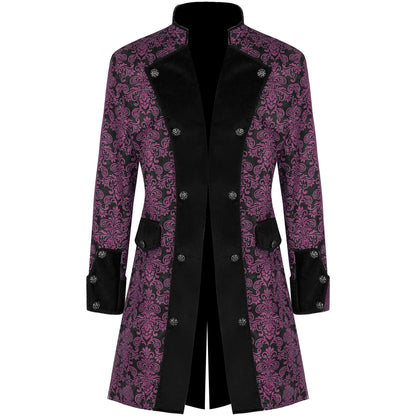 Men Steampunk Coat Tuxedo Medieval Costume Jacket Halloween Retro Renaissance Victorian Party Male Stand Collar Fashion Tailcoat