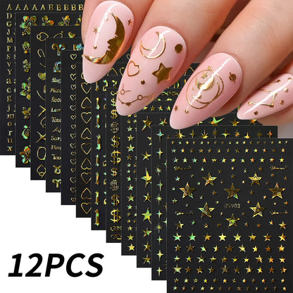 12pcs/set Cute Cartoon Dog/Cat Nail Art Stickers 3D Graffiti Black Cat Dog  Nail Decals 8*10cm Self-Adhesive Cartoon Nail Art Su
