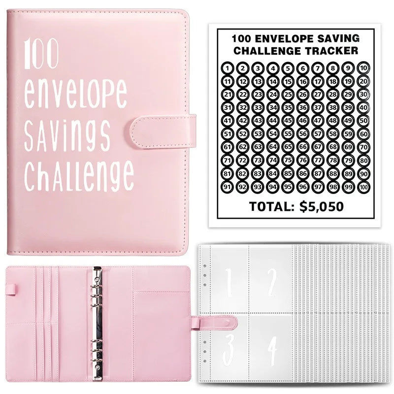 Save Savings Challenges Loose-Leaf Binder Budget Binder with Cash Envelopes Money Organizer System 100 Envelope Challenge Binder