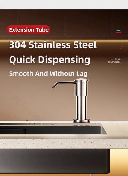 Soap Dispenser for Kitchen Sink Built in Sink Soap Dispenser Brushed Countertop Soap Dispenser Pump Silver Blackgray