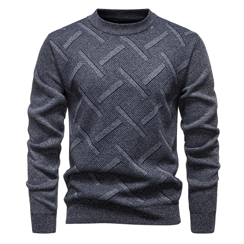 New Sweater Men Casual Knitted Pullover Solid Color Warm Regular Fit Round Neck Sweater Pullovers Mens Sweatwear
