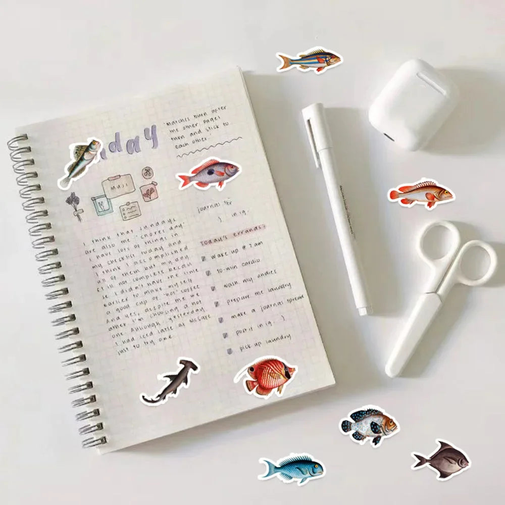 10/25/50pcs Sea Fish Ocean World Stickers Cartoon for DIY Scrapbook Stationery Water Bottle Phone Laptop Guitar Decal Toy