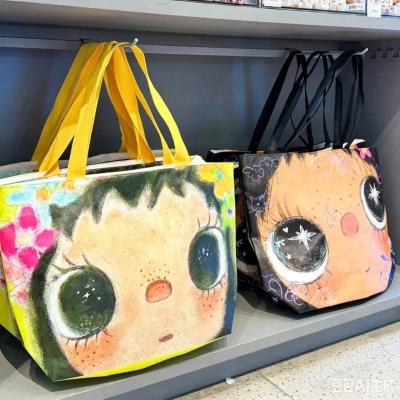 Brand Portrait Print Tote Bag Large Capacity Top-handle Shopper Bag Fashion Pvc Kraft Paper Shoulderbag Waterproof Pouch Storage