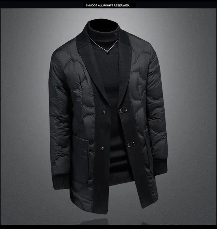 High quality 2025 Winter 90% White Duck New Fashion British Style Casual Loose Slim Mid-length Down Jacket