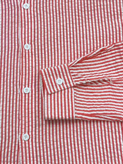 Men's Long Sleeve Striped Shirt with Loose Fit Stylish Comfortable Casual Wear for All Seasons Ideal for Outdoor Activities