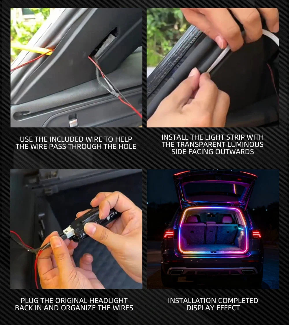 New car universal trunk and trunk lights with colorful lighting APP control LED ambient light RGB decorative light