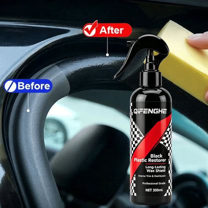 Car Plastic Restorer Black Trim Renewal Long Lasting Wax Coating Interior Dashboard Panel Restore Deep Shine Protectant 300ML