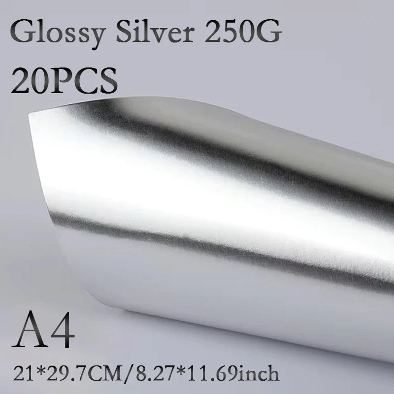 A4 20PCS 250G Single-Sided Gold Silver Card Paper Extra Bright Silver Sub Golden Handmade DIY Laser Printing Cardboard Label