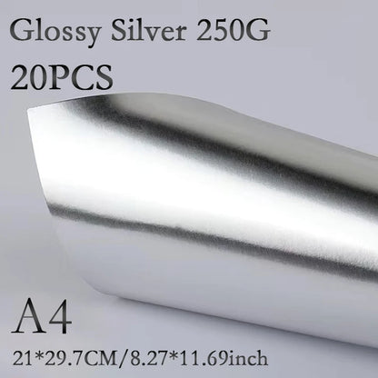 A4 20PCS 250G Single-Sided Gold Silver Card Paper Extra Bright Silver Sub Golden Handmade DIY Laser Printing Cardboard Label