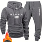 Men casual sportswear set  Fashionable American-style letter printed fleece pullover and fitted sweatpants set highly versatile