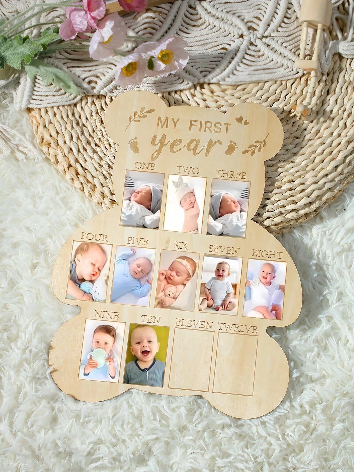 Ylsteed Newborn First Year Photo Frame Photography Props 12 Month Baby Growth Picture Record Milestone Board Baby Souvenirs gift