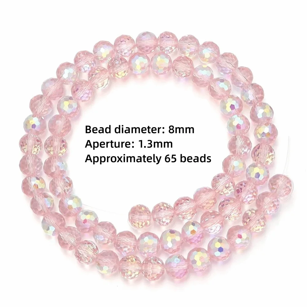 6/8/10mm Sizes Faceted Glass Beads Pink Blue Plating Clear Crystal Earth Beads 96-faceted Faceted Cut Style Jewelry Making Beads