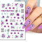 3d Nail Art Decals Spring Booming Violets Lavenders Purple Blue Pink Flowers Butterflys Stickers Decoration For Nail Tips Beauty