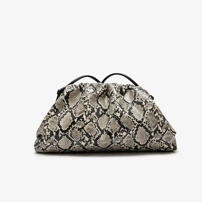 Ruched Serpentine Dumpling Bags for Women Pouch Handbag Cloud Clutch Snake Pattern Shoulder Crossbody Bag Luxury Designer Bag
