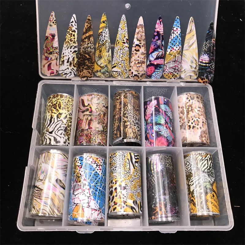New Flower Nail Foils for Transfer Paper Stickers Floral Adhesive Fruit Nails Wraps Fish DIY Water Marble Nail Art Decorations