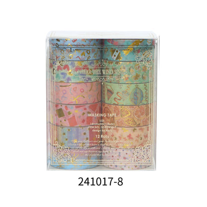 Creative Floral Hot Foil Washi Tape Set,12 Rolls Decorative Masking Tape for Scrapbooking,Journaling,DIY Gift Supplies
