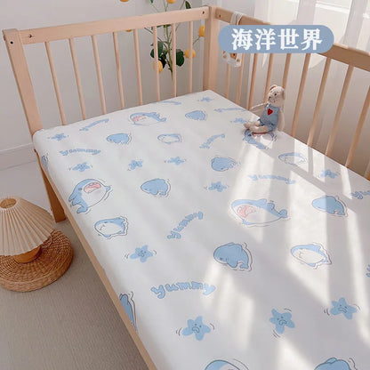 1pcs 130*70CM Breathable Cotton Fitted Crib Sheets for Baby Crib Mattress Cover Soft Bedding Set of Solid Color Infant Bed Sheet