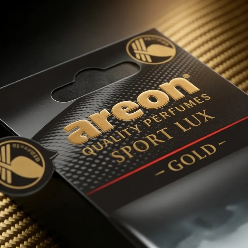 Areon Sport Lux gold Hanging Car Air Freshener Long-Lasting Odor Eliminator for Home Premium Carbon Fiber Design Auto Perfume