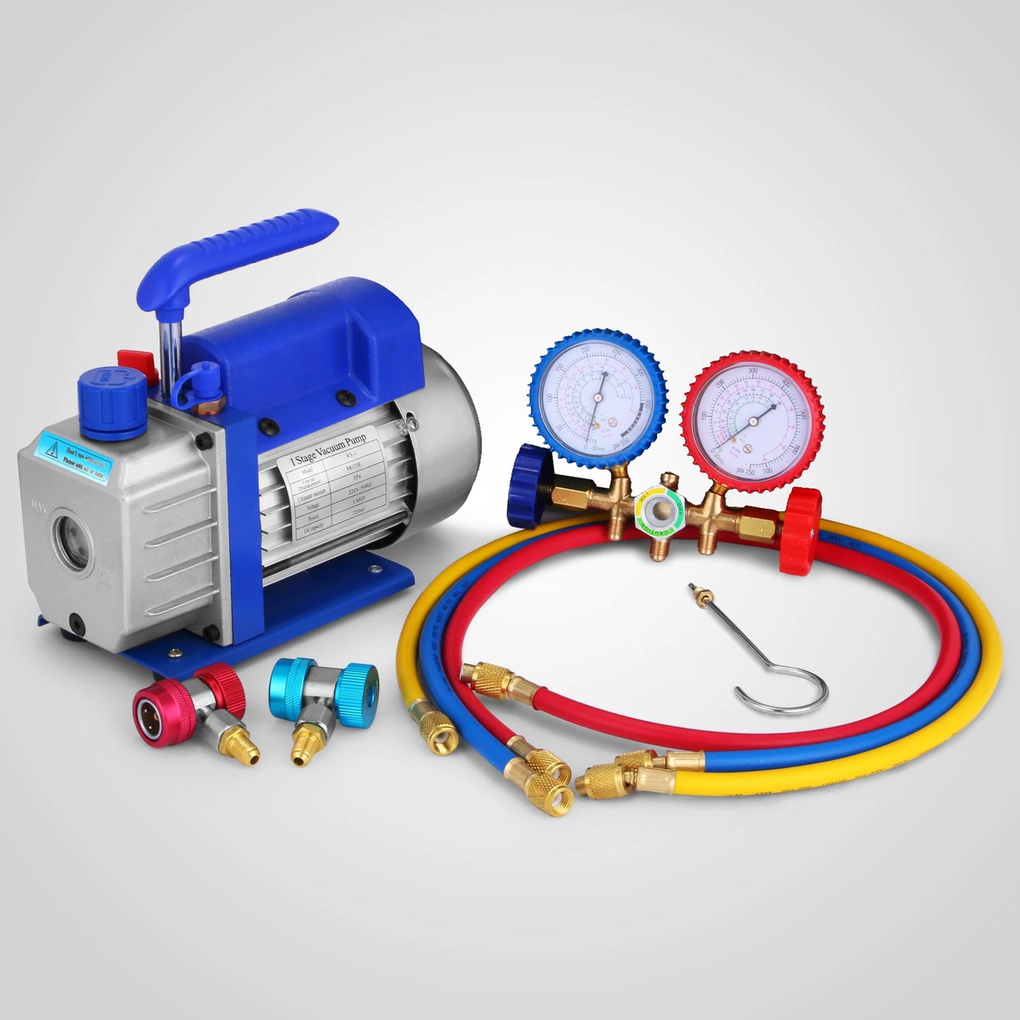 SucceBuy 1.8 CFM - 4.8 CFM Refrigerant Vacuum Pump Kits HVAC 1/3HP 1/4 HP with Manifold Gauge for Household Air Conditioning
