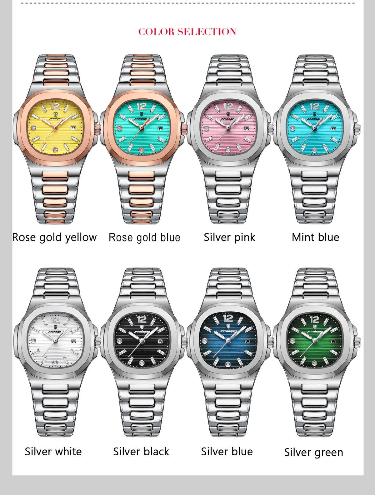 POEDAGAR Square Fashion Woman Wristwatch Luminous Waterproof Date Ladies Watch Luxury High Quality Quartz Women's Watches Reloj