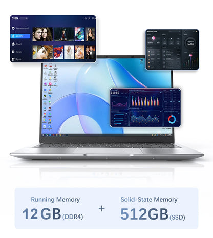 Xiaman 14.1 Inch HD Display Laptop Computer Windows 11 Pro Intel Atom A3950 Laptops Lightweight Notebook PC Office Study Computer
