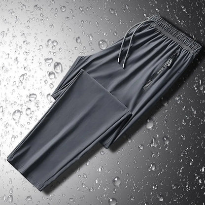 Men's Summer Ice Silk Pants Mesh Quick drying Ankle-banded Breathable Casual Thin Pants Loose Elastic Pants Sports Trousers