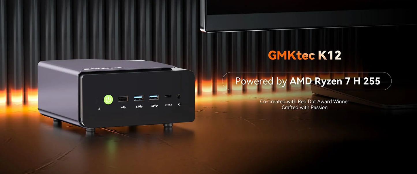 GMKtec K12 Mini PC AMD Ryzen7 H 255 (Upgraded 8745HS) Oculink Support DDR5 NO RAM NO ROM NO OS Desktop Computer Gaming PC WIFI6E