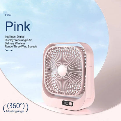 Mini Desktop Fan High Wind Power Rechargeable Plugin Circulation Intelligent Speed Control 360° Rotation Home Office Cooling