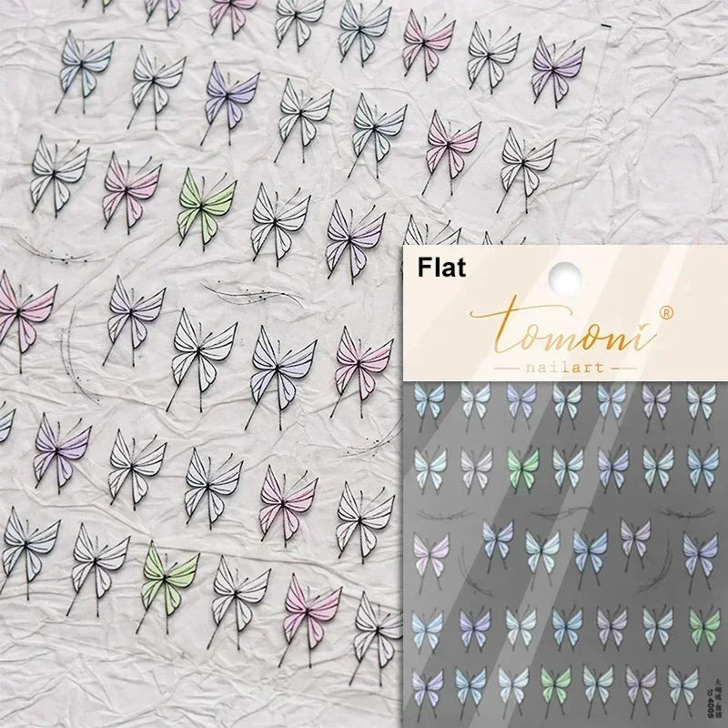 Jelly Butterfly 5D Nail Art Sticker Rhinestone Crystal Charming Shiny Insect Animals DIY Self Adhesive Decoration Manicure Decal