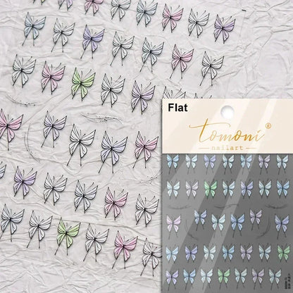 Jelly Butterfly 5D Nail Art Sticker Rhinestone Crystal Charming Shiny Insect Animals DIY Self Adhesive Decoration Manicure Decal