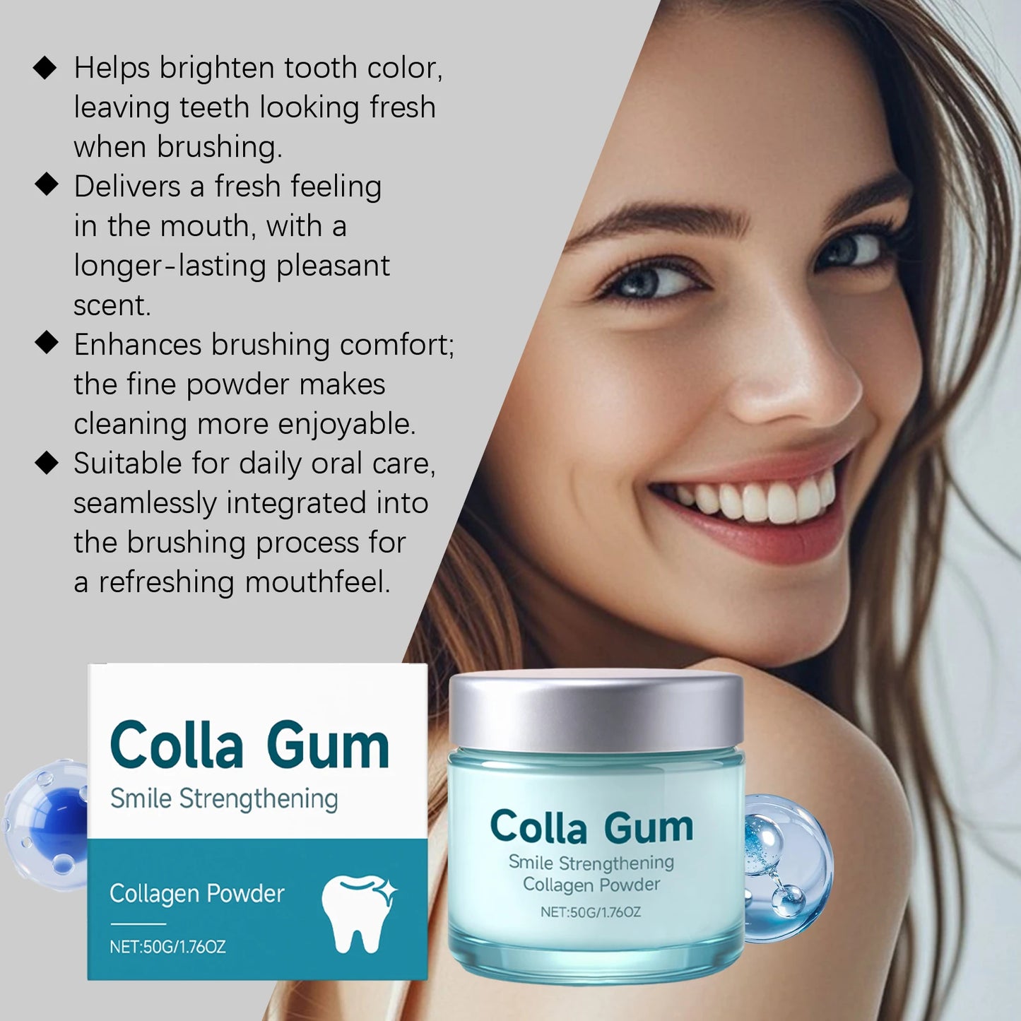Collagen Tooth Powder Brighten Teeth Soothe Gum Removing Dental Plaque Fresh Breath Relieve Dental Caries Oral Care Teeth Powder